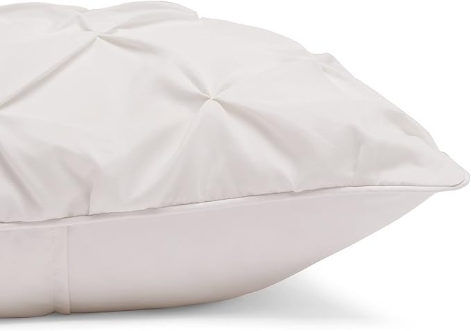 Amazon Basics Warm, Soft King Size All-Season Down-Alternative 3-Piece Comforter Bedding Set, Pinch Pleat With Piped Edges Design, Cream