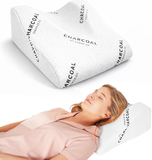 Anti-Roll Back Sleeping Training Pillow - Stable Head & Base of Neck Positioning for Post-Procedure Comfort, Facial Care & Beauty Sleep - Memory Foam Solution (White)