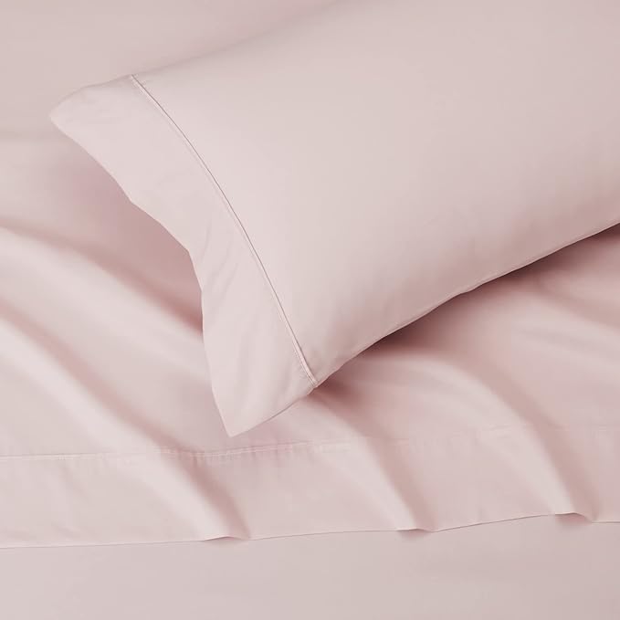 Amazon Basics Lightweight Super Soft,Comfortable Easy Care Microfiber 3-Piece Bed Sheet Set with 14-Inch Deep Pockets,Easy to Wash,Twin XL,Blush Pink,Solid,(Pack of 4)