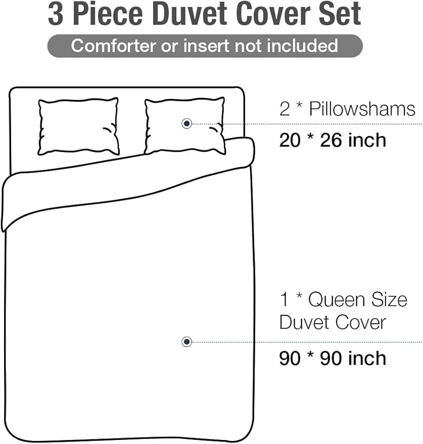 Lekesky Reversible Duvet Cover Queen Size, Black Branch Comforter Cover Queen 3pcs Microfiber Botanical Bedding Set with Zipper Closure Corner Ties