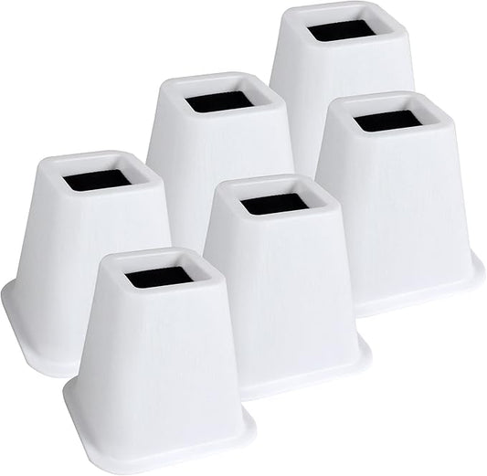 DEDU Bed Risers 6 Inch Heavy Duty 6 Pack, Furniture Risers for Sofas Oversized, Couch Risers with Non-Slip Pad Supports Up to 2200 Lbs for Bed, Desk, Chair (White)