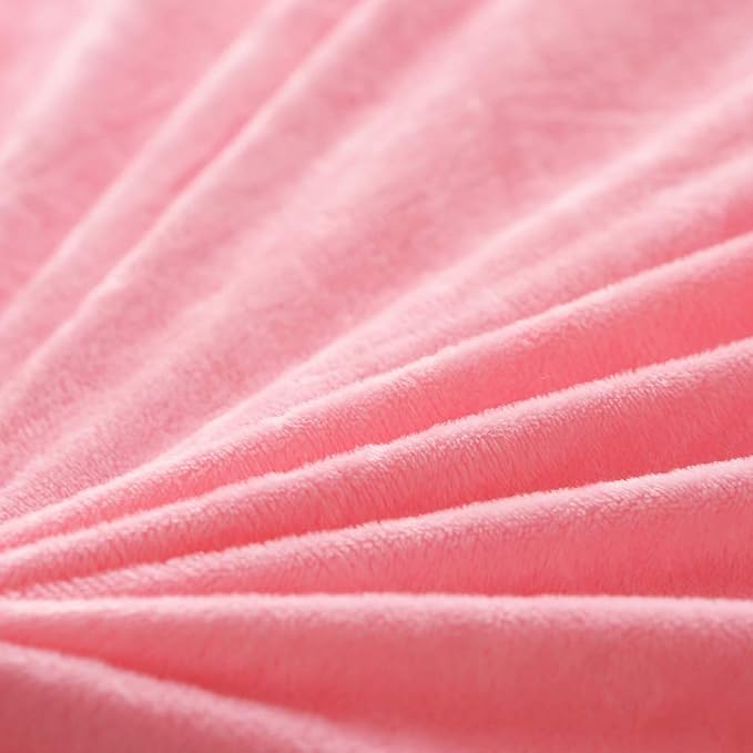 Uhamho Faux Fur Velvet Fluffy Bedding Duvet Cover Set Down Comforter Quilt Cover with Pillow Sham, Ultra Soft Warm (Twin, Pink)
