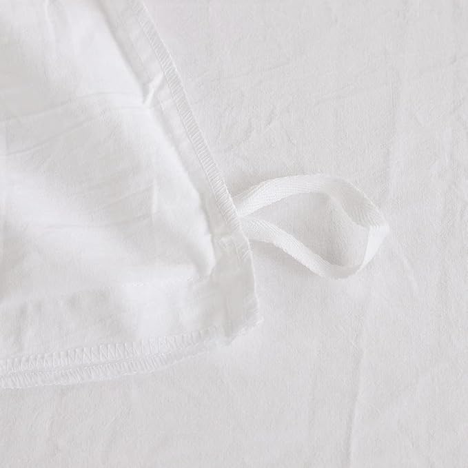 FACE TWO FACE Bedding Duvet Cover Set100% Washed Cotton Duvet Cover Linen Like Textured Breathable Durable Soft Comfy (Full, White)