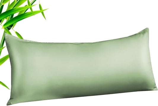 TELUS Body Cooling Pillow Case Cover, Bamboo Rayon & Lyocell Pillowcase with Zipper Closure, Breathable Pillow Case for Hot Sleepers and Night Sweats, 20x54 inches, Sage Green