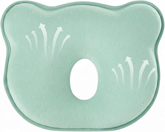 Memory Foam Travel Pillow, Cozy andsoft, Cotton Velvet Cover for Kids Boy Girls, Nap Time, Cute Bear Portable Pillow, Pillow Neck Support Head Support car seat (Mint)