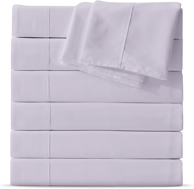 Maple&Stone Full Flat Sheet 6 Pack,Premium Soft & Breathable,Brushed Microfiber Fabric,Anti-Shrinkage & Non-Fading,Bulk Flat Sheets Only Full Size (Lilac Purple)