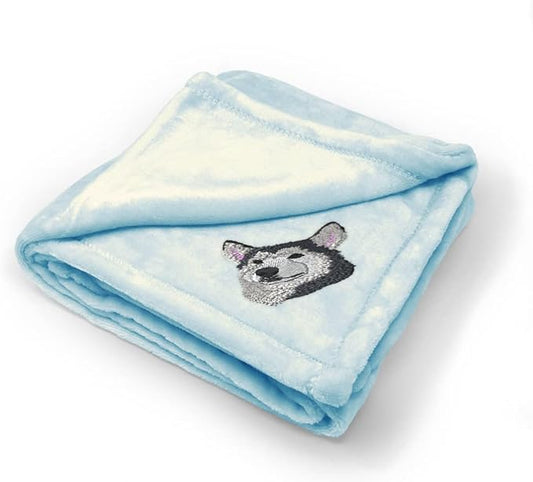 Nursery Bedding Baby Blankets for Boys & Girls Siberian Husky Head A Polyester