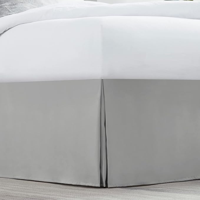 Nestl Silver Twin Bed Skirt - Twin Size Bed Skirt 14 Inch Drop - Brushed Microfiber Bed Skirts - Hotel Quality Pleated Bed Skirt - Shrinkage & Fade Resistant