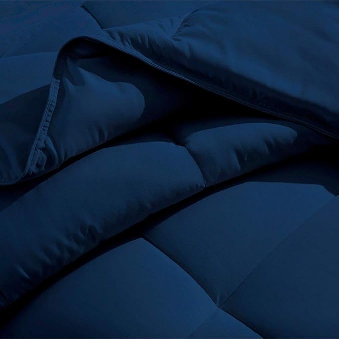 H&H Decor Luxurious & Super Soft 1 Piece Comforter 300 GSM & 4 Pcs Sheet Set 100% Egyptian Cotton 1000 Thread Count Pattern Solid (Twin, Navy Blue,Solid)