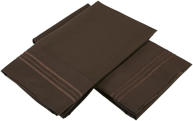 Clara Clark 1800 Series Bed Sheet Sets - Stay fit on Mattress with Elastic Straps at Corners - King, Chocolate Brown