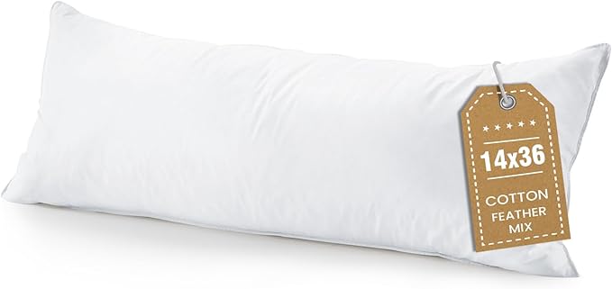 BHZ Euro Throw Pillow Insert, 14x36 Down Feather Alternative Pillow Inserts, Decorative Soft Large Square White Throw Pillows Insert for Couch Bed Dorm Sofa with Breathable Cover