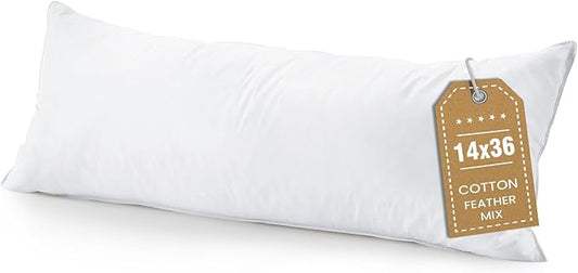 BHZ Euro Throw Pillow Insert, 14x36 Down Feather Alternative Pillow Inserts, Decorative Soft Large Square White Throw Pillows Insert for Couch Bed Dorm Sofa with Breathable Cover
