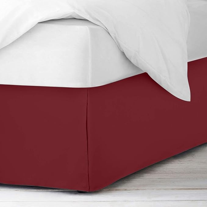 Bed Skirt - Soft Quadruple Pleated Ruffle - Easy Fit with 16 Inch Tailored Drop - Hotel Quality, Shrinkage and Fade Resistant//Wine/Twin