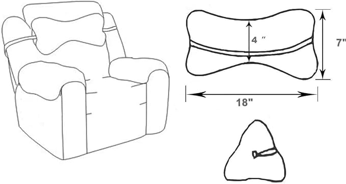 Head Pillow for Recliner Chair，for Sofa, Recliner Neck Pillow, Bone Couch Neck Pillow (Brown)