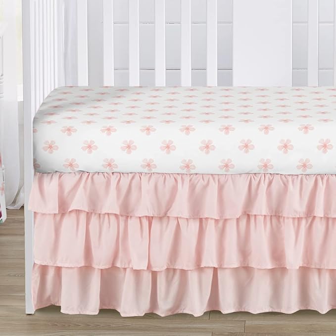 Sweet Jojo Designs Burgundy Watercolor Floral Baby Girl Nursery Crib Bedding Set - 4 Pieces - Blush Pink, Maroon, Wine, Rose, Green and White Shabby Chic Flower Farmhouse