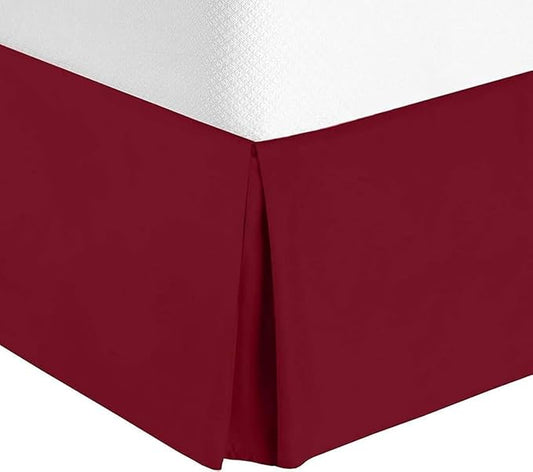 Split Corner Bed Skirt 18 Inch Drop Twin Size 100% Egyptian Cotton Wrinkle and Fade Resistant Twin Size, Burgundy Solid