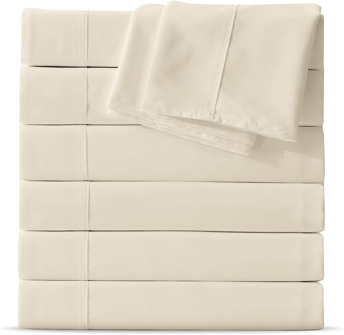 Maple&Stone Full Flat Sheet 6 Pack,Premium Soft & Breathable,Brushed Microfiber Fabric,Anti-Shrinkage & Non-Fading,Bulk Flat Sheets Only Full Size (Cream White)