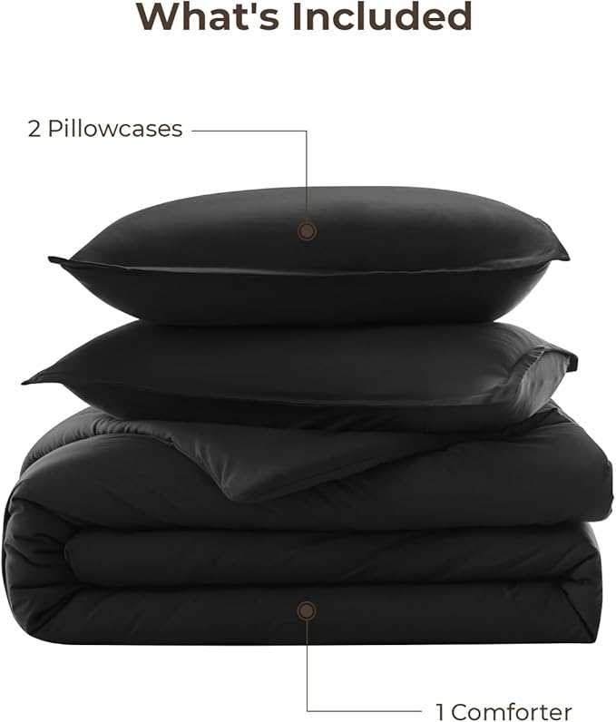 Litanika Twin XL Comforter Set Black - 2 Pieces Extra Long Bed Set for College Dorm, All Season Bedding Set for Girls and Boys
