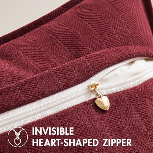 MIULEE Pack of 2 Burgundy Decorative Pillow Covers 24x24 Inch Soft Chenille Luxurious Couch Throw Pillows Farmhouse Cushion Covers Euro Shams with Elegant Design for Sofa Bed Home Decor