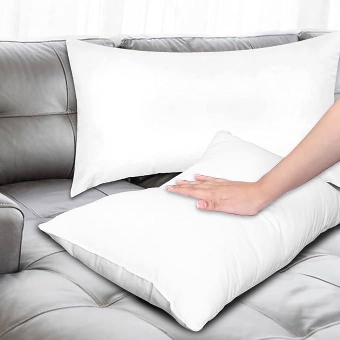 Covers & All Throw Pillow Inserts Only Pack of 4, Durable Soft Rectangle 14 x 22 Inches 65 GSM Non-Woven Fabric with 15D Silicon Fiber Filling, Universal uses for Home Decor Office Indoor Outdoor