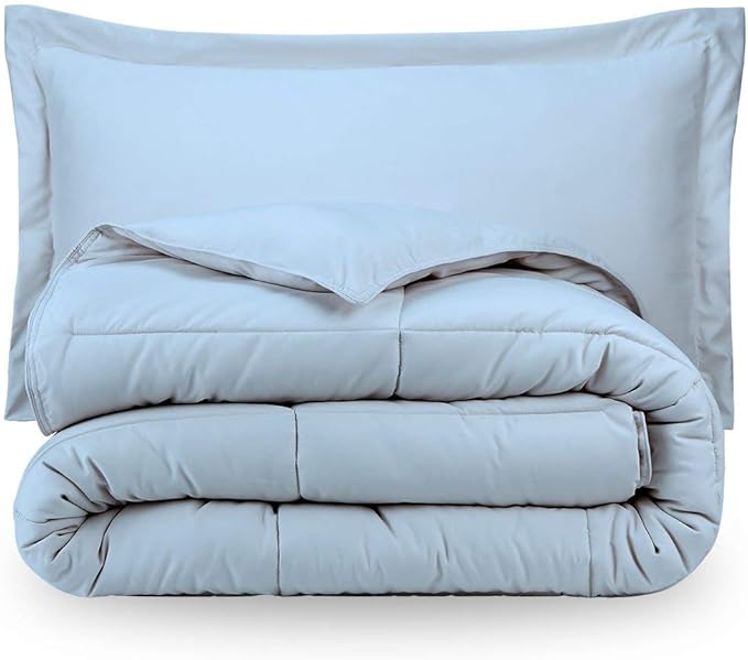 H&H Decor Luxurious & Super Soft 1 Piece Comforter 300 GSM & 4 Pcs Sheet Set 100% Egyptian Cotton 1000 Thread Count Pattern Solid (King, Light Blue,Solid)