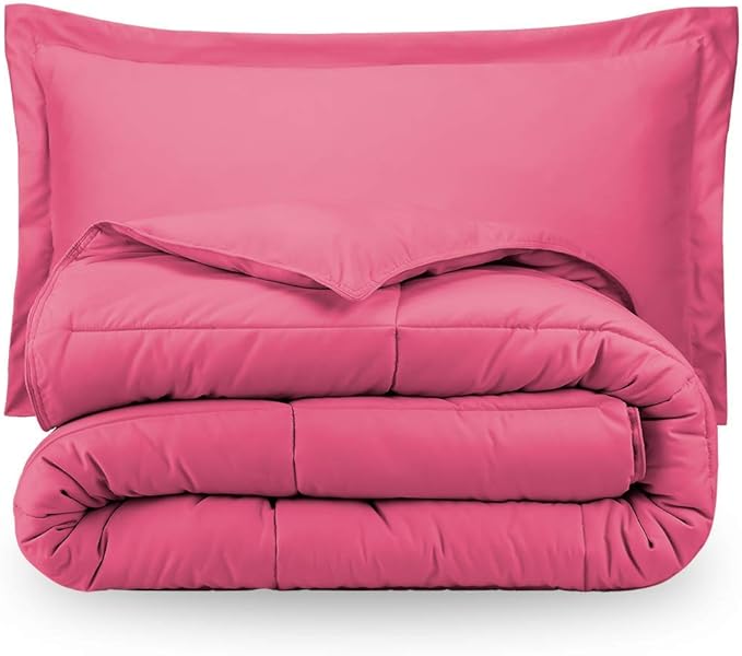 H&H Decor Luxurious & Super Soft 1 Piece Comforter 300 GSM & 4 Pcs Sheet Set 100% Egyptian Cotton 1000 Thread Count Pattern Solid (Cal-King, Pink,Solid)