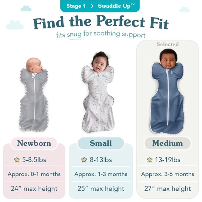 Love to Dream Swaddle UP, Baby Sleep Sack, Self-Soothing Swaddles for Newborns, Snug Fit Helps Calm Startle Reflex, New Born Essentials for Baby, 13-19 lbs, Dusty Blue