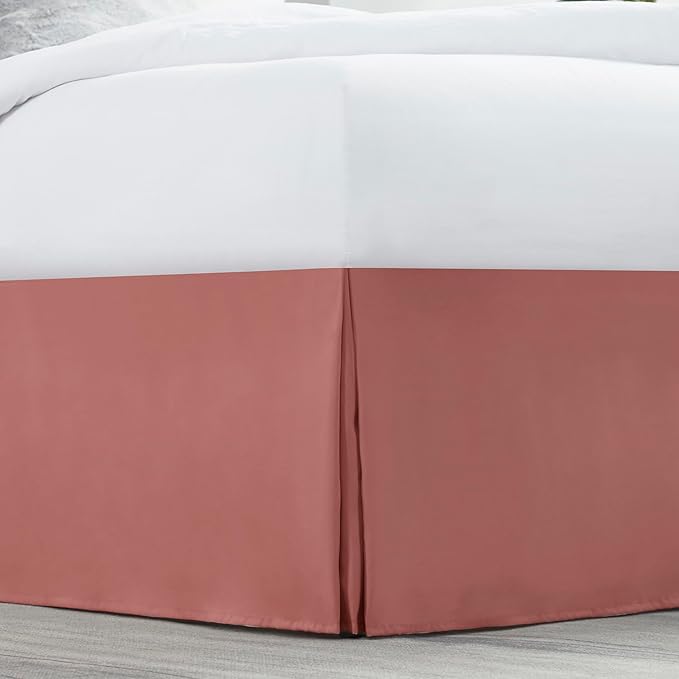 Nestl Pink Clay Bed Skirt Queen Size - Queen Bed Skirt 14 Inch Drop - Brushed Microfiber Bed Skirts - Hotel Quality Pleated Bed Skirt - Shrinkage & Fade Resistant