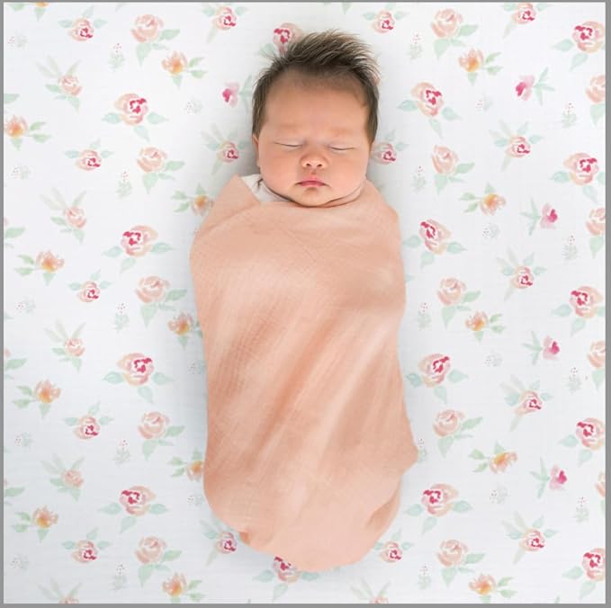 SwaddleDesigns Cotton Muslin Swaddle Blankets for Babies, Set of 4, Neutral Receiving Blankets for Newborn, Baby Registry & Gift, 46x46 inches, Tuscan Sunset