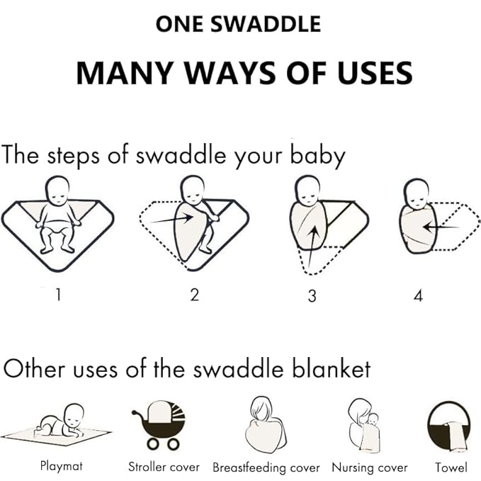 Large Jersey Knitted Swaddle Blanket for Baby, Soft Stretchy Receiving Blanket for Newborns with Hat, Baby Nursery Swaddle 47 x 47 inches(Natural)