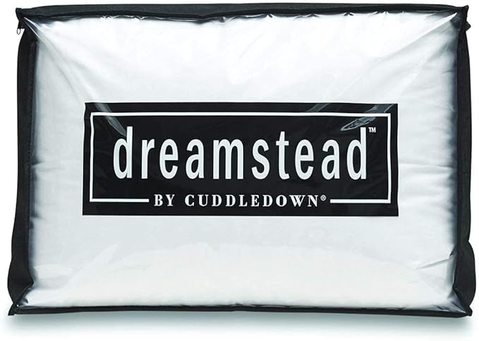 Cuddledown Dreamstead 700 Fill Power Pillow | European White Goose Down | 100% Cotton Shell, Sateen Weave | Hypoallergenic | Handcrafted | Oeko-TEX & RDS Certified | 20" x 30" | Queen | Firm