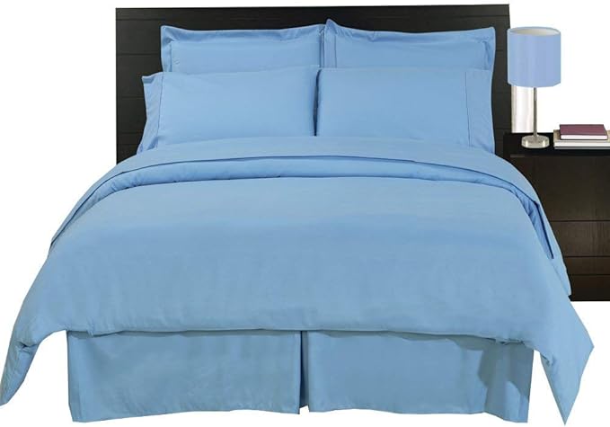 Royal Hotel Bedding 8pc California-King Size Bed-in-a-Bag Solid Blue 600-Thread-Count Siberian Goose Down Alternative Comforter 100 Percent Cotton - Includes Sheets and Duvet Cover Sets