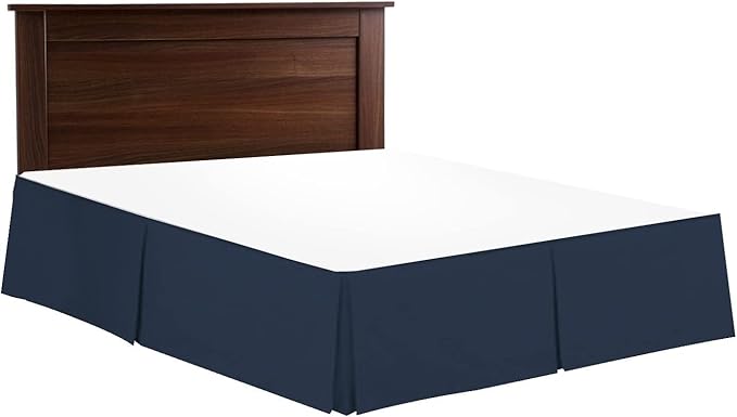 Bed Skirt - Soft Quadruple Pleated Ruffle - Easy Fit with 16 Inch Tailored Drop - Hotel Quality, Shrinkage and Fade Resistant//Navyblue/Twin