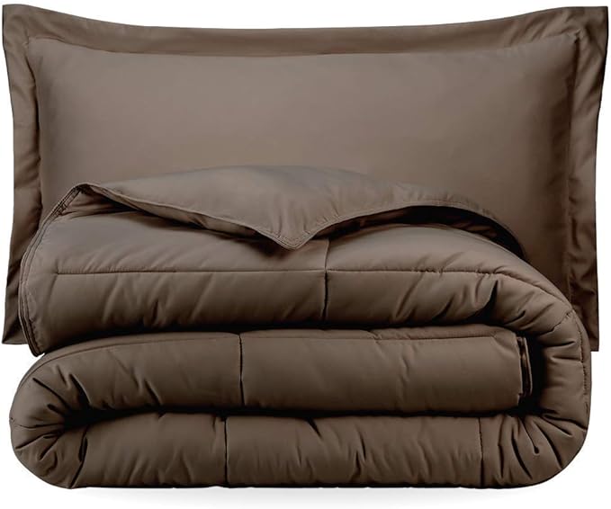 H&H Decor Luxurious & Super Soft 1 Piece Comforter 300 GSM & 4 Pcs Sheet Set 100% Egyptian Cotton 1000 Thread Count Pattern Solid (Twin XL, Chocolate,Solid)