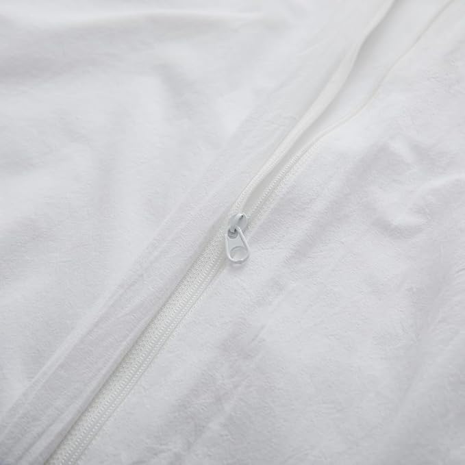 LOVQUE 100% Washed Cotton Duvet Cover Twin Size, Linen-Like Textured White Fade-Resistant Natural Bedding Set (No Comforter), 68x90 Inches