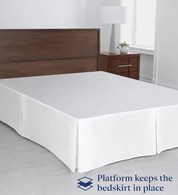 SKY BEDDINGS Luxury Pleated King Bed Skirt with Split Corners - 21 Inch Tailored Drop - Pleated Dust Ruffle - Wrinkle-Free 100% Microfiber - Easy Fit, Soft & Durable - White