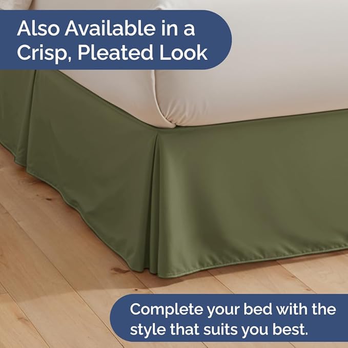 Bedskirt Queen Size Ruffle - 12 inch Drop Dust Ruffle Bed Skirt with Platform - Soft, Easy Fit, Premium Hotel Quality - Wrinkle, Fade & Shrink Resistant - for Women, Men, Kids and Teens - Sage Green