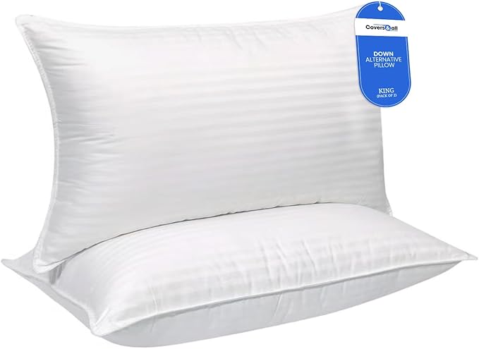 Covers & All Down Alternative Pillows Queen Size Set of 2, Luxury Soft Hotel Pillows for Sleeping, Breathable & Machine Washable, for Side, Back & Stomach Sleepers, 36" L x 20" W