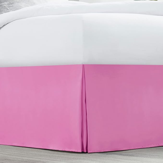 Nestl Light Pink Full Bed Skirt - Full Size Bed Skirt 14 Inch Drop - Brushed Microfiber Bed Skirts - Hotel Quality Pleated Bed Skirt - Shrinkage & Fade Resistant