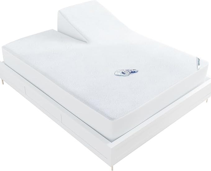 Split Head King Size Mattress Protector Waterproof,for Adjustable Bed, 34" Top Split from Head,Smooth Top,Breathable Skin Friendly and Noiseless Fitted Sheet,Viscose Terry Mattress Cover