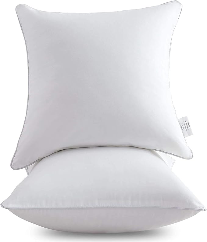 Leeden 22 x 22 Pillow Inserts (Set of 2) - Throw Pillow Inserts with 100% Cotton Cover - 22 Inch Square Decorative Pillows for Sofa, Couch, Bed and Home Decor