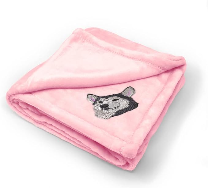 Nursery Bedding Baby Blankets for Boys & Girls Siberian Husky Head A Polyester