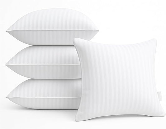 Oubonun 20 x 20 Throw Pillow Inserts, Firm and Fluffy Decorative Square Pillows for Couch Bed Sofa with Soft Cotton Cover White Cushion with Down Alternative Pack of 4