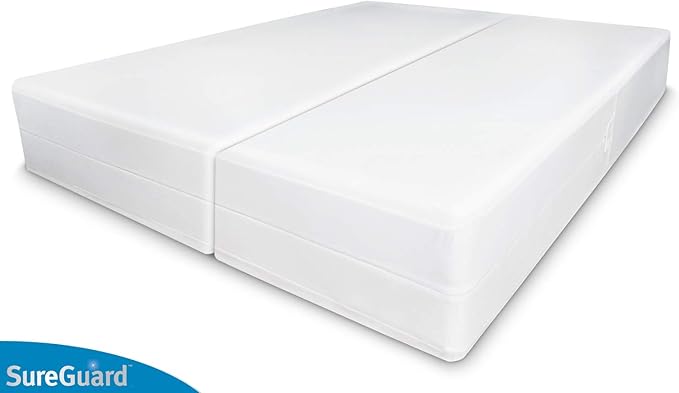 Split Cal King SureGuard Box Spring Encasement Pack - 100% Waterproof, Bed Bug Proof, Hypoallergenic - Premium Zippered Six-Sided Covers
