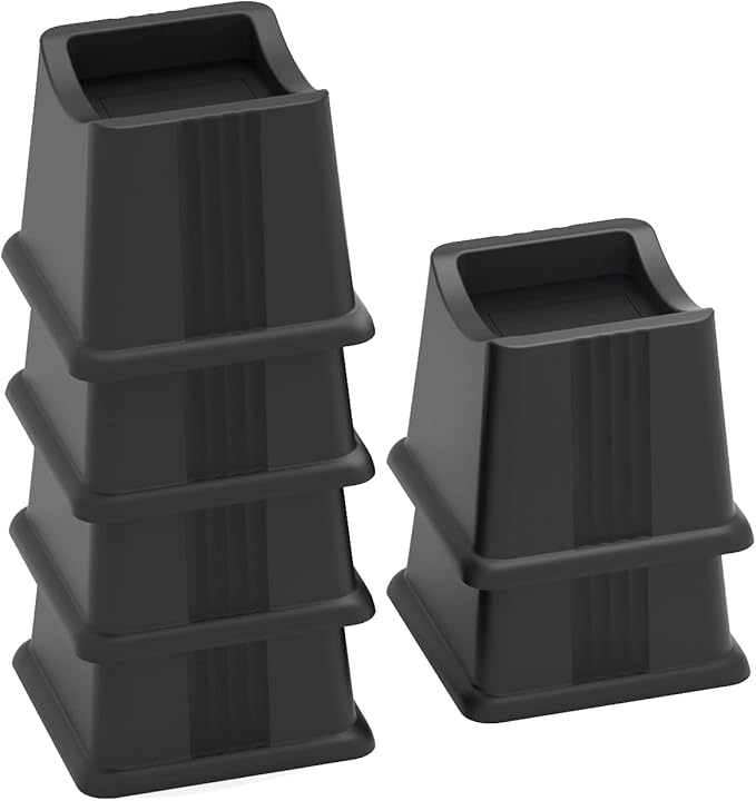 ZTON Bed Furniture Risers Elevation in Height 3" Heavy Duty Risers for Both Posts and Wheels of Furniture Sofa Bed Couch Chair Table, Support up to 3000 lbs. (6 Pack, Black)