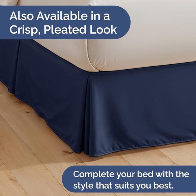Bedskirt Twin Size Ruffle - 12 inch Drop Dust Ruffle Bed Skirt with Platform - Ultra-Soft, Easy Fit, Premium Hotel Quality - Wrinkle, Fade & Shrink Resistant - for Women, Men, Kids and Teens - Navy