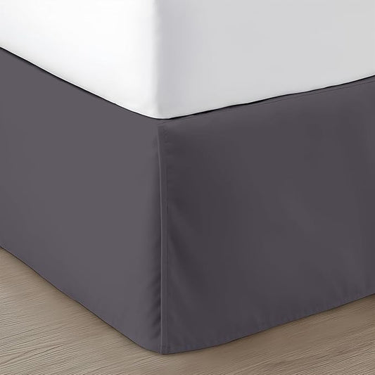 SGI bedding 17 inch Drop Bed Skirt King Size - Platform Style with Secure Fit, Classic Tailored Look, Elegant Pleated Style Dust Ruffle, Split Corners, Wrinkle Resistant Microfiber - Dark Grey