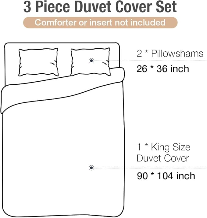 Lekesky Boho King Size Duvet Cover Set, Boho Blue Retro Comforter Cover King Floral Striped Printed, Luxury Soft Microfiber Bedding Set with Zipper Ties