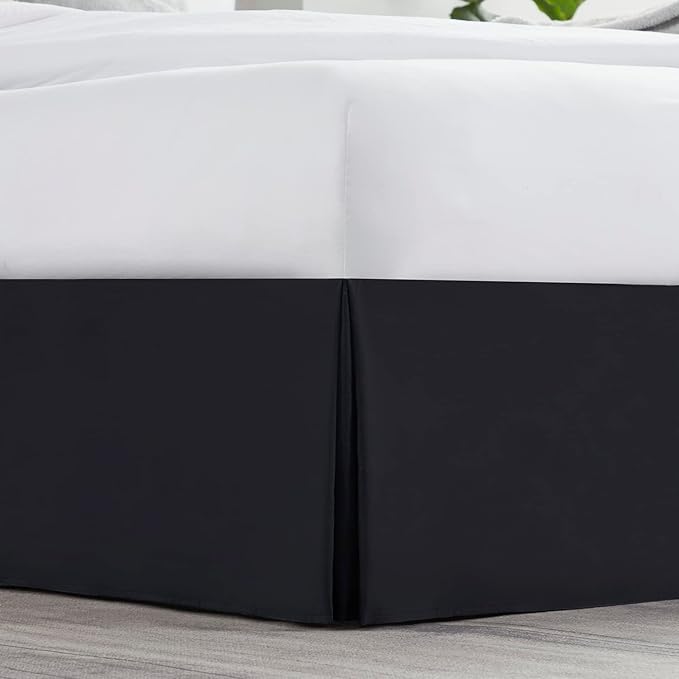 Nestl Black Bed Skirt Cal King Size - Cal King Bed Skirt 14 Inch Drop - Brushed Microfiber Bed Skirts - Hotel Quality Pleated Bed Skirt - Shrinkage & Fade Resistant