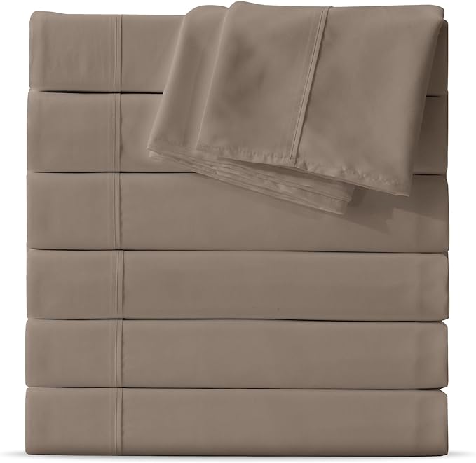 Maple&Stone Full Flat Sheet 6 Pack,Premium Soft & Breathable,Brushed Microfiber Fabric,Anti-Shrinkage & Non-Fading,Bulk Flat Sheets Only Full Size (Brown)